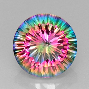 5.86 ct Multicolor Mystic Quartz Gemstone, Mystic Quartz Gem in Round Concave Cut Shape for Sale.