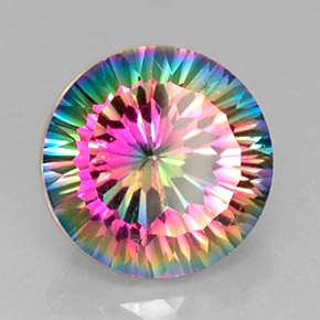 5.86 ct Multicolor Mystic Quartz Stone, Natural Mystic Quartz in Round Concave Cut Shape for Sale