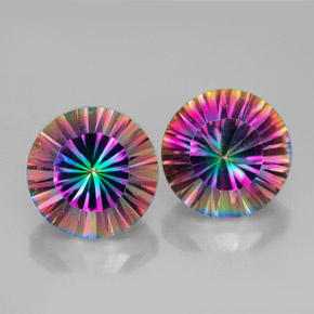 5.76 ct Multicolor Mystic Quartz Gemstone, Mystic Quartz Gem in Round Concave Cut Shape for Sale.