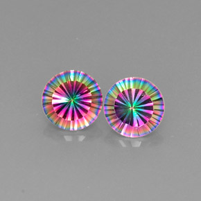 5.13 ct Multicolor Mystic Quartz Gemstone, Mystic Quartz Gem in Round Concave Cut Shape for Sale.