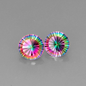 5.13 ct Multicolor Mystic Quartz Stone, Natural Mystic Quartz in Round Concave Cut Shape for Sale