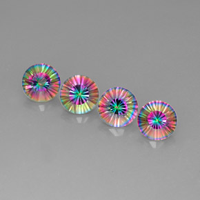 10.01 ct Multicolor Mystic Quartz Gemstone, Mystic Quartz Gem in Round Concave Cut Shape for Sale.