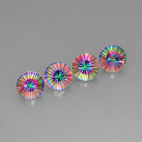 10.01 ct Multicolor Mystic Quartz Stone, Natural Mystic Quartz in Round Concave Cut Shape for Sale