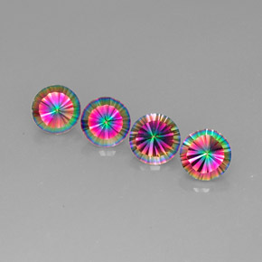 9.87 ct Multicolor Mystic Quartz Gemstone, Mystic Quartz Gem in Round Concave Cut Shape for Sale.