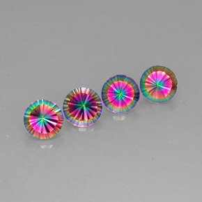 9.87 ct Multicolor Mystic Quartz Stone, Natural Mystic Quartz in Round Concave Cut Shape for Sale