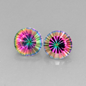 5.04 ct Multicolor Mystic Quartz Gemstone, Mystic Quartz Gem in Round Concave Cut Shape for Sale.