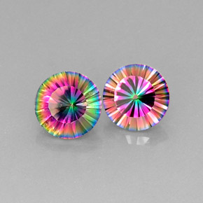 5.04 ct Multicolor Mystic Quartz Stone, Natural Mystic Quartz in Round Concave Cut Shape for Sale