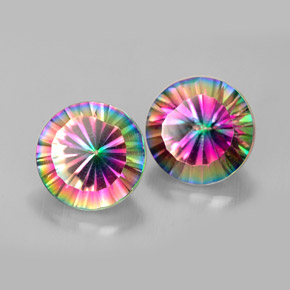 4.84 ct Multicolor Mystic Quartz Stone, Natural Mystic Quartz in Round Concave Cut Shape for Sale