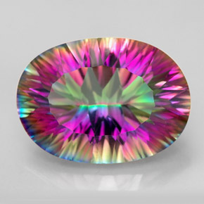 11.63 ct Multicolor Mystic Quartz Gemstone, Mystic Quartz Gem in Oval Concave Cut Shape for Sale.