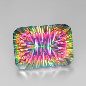 40.08 ct Multicolor Mystic Quartz Gemstone, Mystic Quartz Gem in Cushion-Cut Shape for Sale.