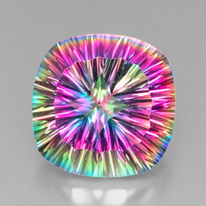 28.01 ct Multicolor Mystic Quartz Gemstone, Mystic Quartz Gem in Cushion-Cut Shape for Sale.