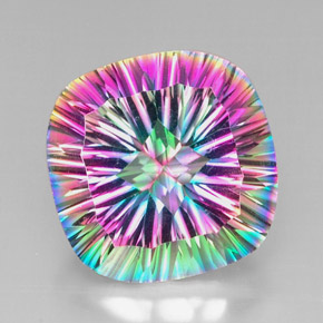 28.40 ct Multicolor Mystic Quartz Gemstone, Mystic Quartz Gem in Cushion-Cut Shape for Sale.