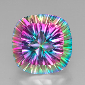 29.19 ct Multicolor Mystic Quartz Gemstone, Mystic Quartz Gem in Cushion-Cut Shape for Sale.