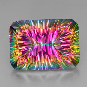 38.40 ct Multicolor Mystic Quartz Gemstone, Mystic Quartz Gem in Cushion-Cut Shape for Sale.