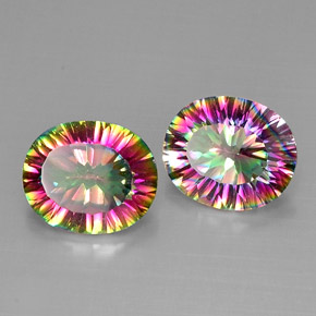 7.92 ct Multicolor Mystic Quartz Stone, Natural Mystic Quartz in Oval Concave Cut Shape for Sale