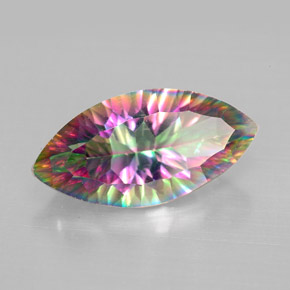 3.79 ct Multicolor Mystic Quartz Stone, Natural Mystic Quartz in Marquise Concave Cut Shape for Sale