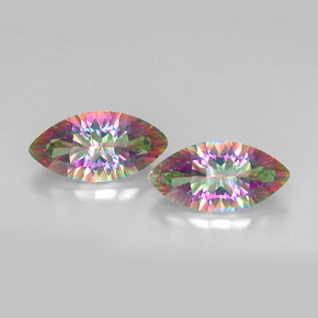 8.04 ct Multicolor Mystic Quartz Gemstone, Mystic Quartz Gem in Marquise Concave Cut Shape for Sale.