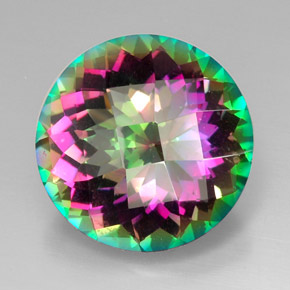 31.30 ct Multicolor Mystic Quartz Gemstone, Mystic Quartz Gem in Round Checkerboard Shape for Sale.