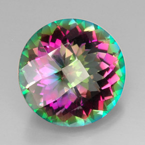 31.30 ct Multicolor Mystic Quartz Stone, Natural Mystic Quartz in Round Checkerboard Shape for Sale
