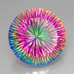 47.70 ct Multicolor Mystic Quartz Stone, Natural Mystic Quartz in Round Concave Cut Shape for Sale