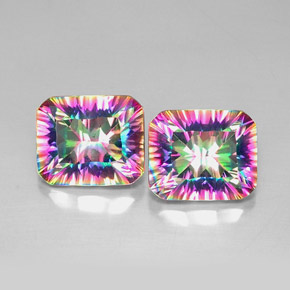11.19 ct Multicolor Mystic Quartz Gemstone, Mystic Quartz Gem in Octagon Concave Cut Shape for Sale.
