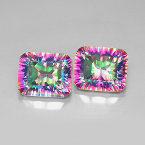 10.95 ct Multicolor Mystic Quartz Gemstone, Mystic Quartz Gem in Octagon Concave Cut Shape for Sale.