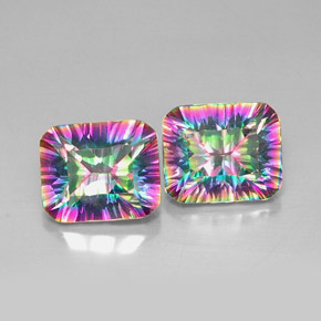 10.80 ct Multicolor Mystic Quartz Gemstone, Mystic Quartz Gem in Octagon Concave Cut Shape for Sale.