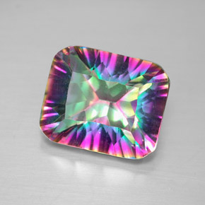 5.59 ct Multicolor Mystic Quartz Stone, Natural Mystic Quartz in Octagon Concave Cut Shape for Sale