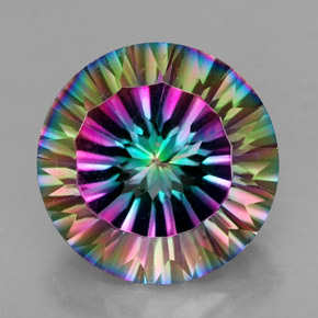 6.86 ct Multicolor Mystic Quartz Gemstone, Mystic Quartz Gem in Round Concave Cut Shape for Sale.