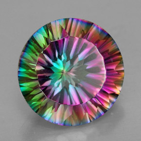 6.86 ct Multicolor Mystic Quartz Stone, Natural Mystic Quartz in Round Concave Cut Shape for Sale