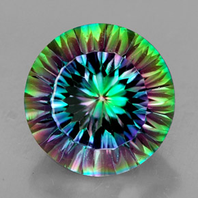 7.69 ct Multicolor Mystic Quartz Gemstone, Mystic Quartz Gem in Round Concave Cut Shape for Sale.