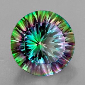 7.69 ct Multicolor Mystic Quartz Stone, Natural Mystic Quartz in Round Concave Cut Shape for Sale