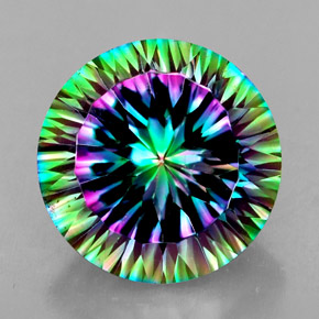 7.42 ct Multicolor Mystic Quartz Gemstone, Mystic Quartz Gem in Round Concave Cut Shape for Sale.