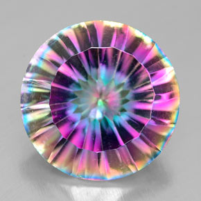 7.08 ct Multicolor Mystic Quartz Gemstone, Mystic Quartz Gem in Round Concave Cut Shape for Sale.