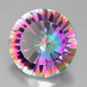 7.08 ct Multicolor Mystic Quartz Stone, Natural Mystic Quartz in Round Concave Cut Shape for Sale