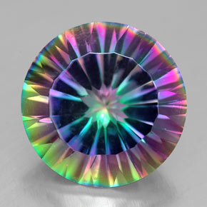 6.96 ct Multicolor Mystic Quartz Gemstone, Mystic Quartz Gem in Round Concave Cut Shape for Sale.