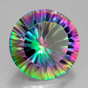 6.96 ct Multicolor Mystic Quartz Stone, Natural Mystic Quartz in Round Concave Cut Shape for Sale