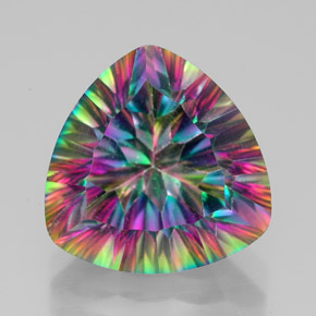 7.53 ct Multicolor Mystic Quartz Gemstone, Mystic Quartz Gem in Trillion Concave Cut Shape for Sale.