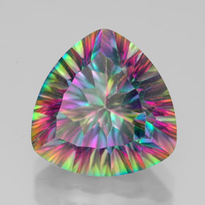 7.53 ct Multicolor Mystic Quartz Stone, Natural Mystic Quartz in Trillion Concave Cut Shape for Sale