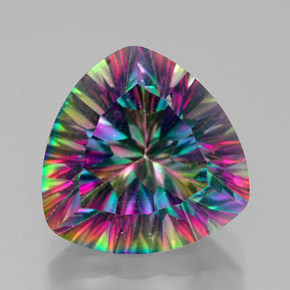 7.67 ct Multicolor Mystic Quartz Gemstone, Mystic Quartz Gem in Trillion Concave Cut Shape for Sale.