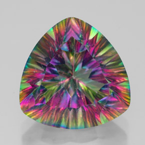 7.58 ct Multicolor Mystic Quartz Gemstone, Mystic Quartz Gem in Trillion Concave Cut Shape for Sale.