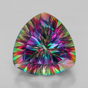 7.54 ct Multicolor Mystic Quartz Gemstone, Mystic Quartz Gem in Trillion Concave Cut Shape for Sale.