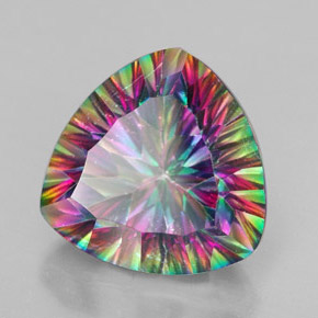 7.54 ct Multicolor Mystic Quartz Stone, Natural Mystic Quartz in Trillion Concave Cut Shape for Sale