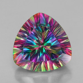 7.66 ct Multicolor Mystic Quartz Gemstone, Mystic Quartz Gem in Trillion Concave Cut Shape for Sale.