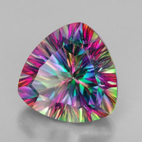 7.66 ct Multicolor Mystic Quartz Stone, Natural Mystic Quartz in Trillion Concave Cut Shape for Sale