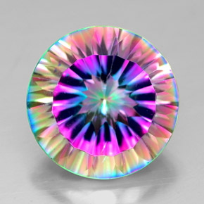 7.36 ct Multicolor Mystic Quartz Gemstone, Mystic Quartz Gem in Round Concave Cut Shape for Sale.