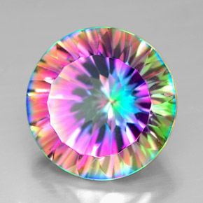 7.36 ct Multicolor Mystic Quartz Stone, Natural Mystic Quartz in Round Concave Cut Shape for Sale
