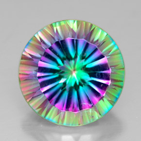 7.31 ct Multicolor Mystic Quartz Gemstone, Mystic Quartz Gem in Round Concave Cut Shape for Sale.