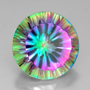 7.31 ct Multicolor Mystic Quartz Stone, Natural Mystic Quartz in Round Concave Cut Shape for Sale