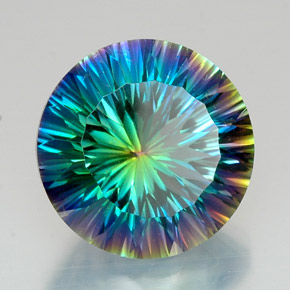 18.47 ct Multicolor Mystic Quartz Stone, Natural Mystic Quartz in Round Concave Cut Shape for Sale